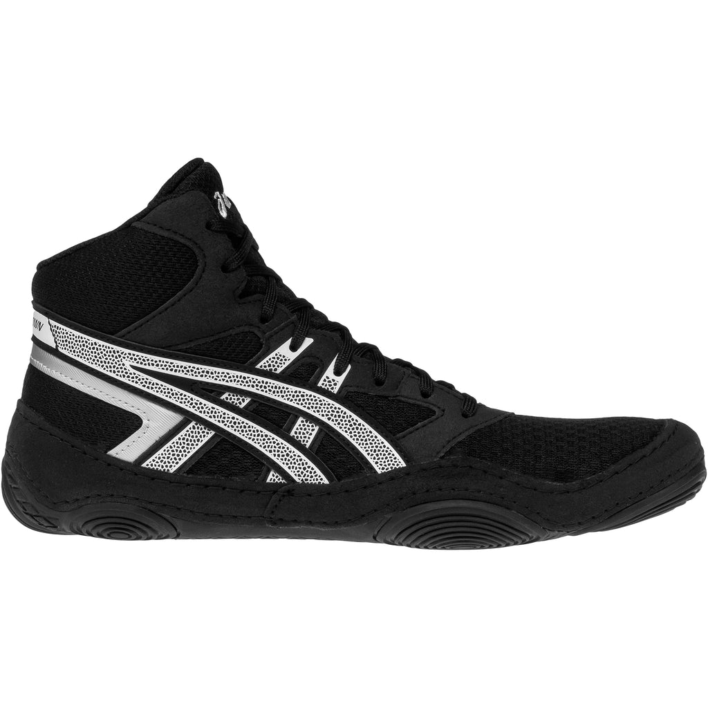 ASICS Snapdown 4 Wrestling Shoes in black and white from the side