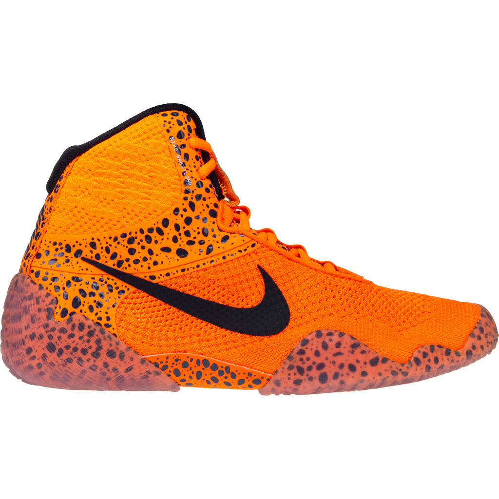 Nike Tawa Special edition wrestling shoes in Orange and Midnight from the side